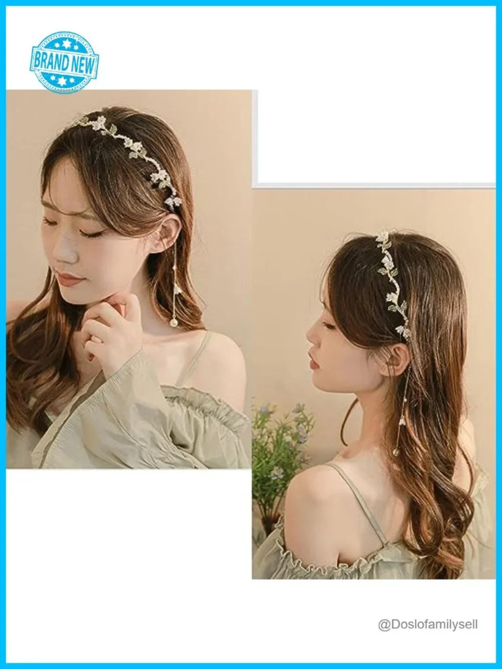 Gold Leaf Boho Headband Wedding Fairy Headpiece Bridal Crown Hair Vine